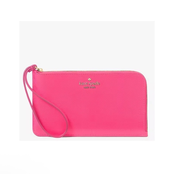 kate spade Handbags - Kate Spade Lucy Medium L-Zip Wristlet Wild Pink